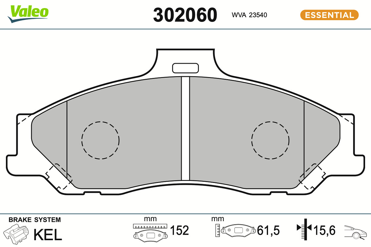 Jeu de 4 plaquettes de frein VALEO ref. 302060